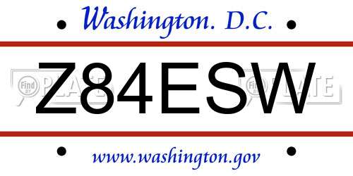 Z84ESW District Of Columbia License Plate
