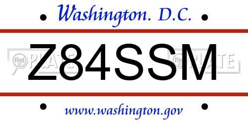 Z84SSM District Of Columbia License Plate
