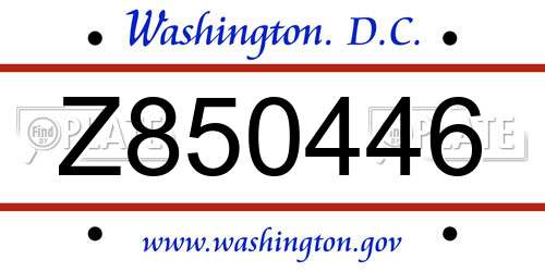 Z850446 District Of Columbia License Plate