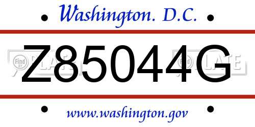 Z85044G District Of Columbia License Plate