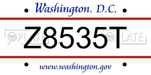 Z8535T District Of Columbia License Plate