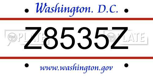 Z8535Z District Of Columbia License Plate