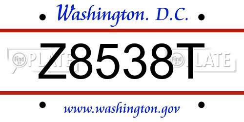 Z8538T District Of Columbia License Plate