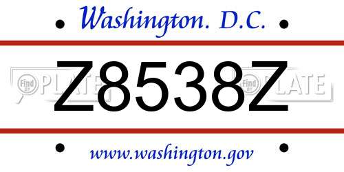Z8538Z District Of Columbia License Plate