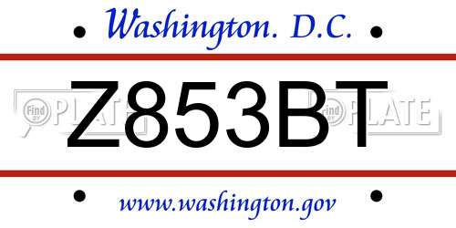 Z853BT District Of Columbia License Plate