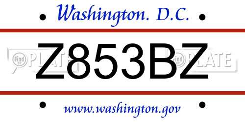 Z853BZ District Of Columbia License Plate