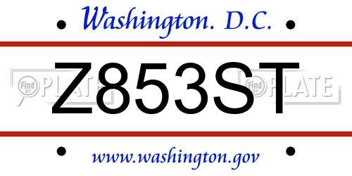 Z853ST District Of Columbia License Plate