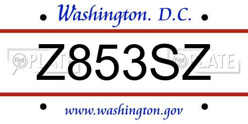 Z853SZ District Of Columbia License Plate