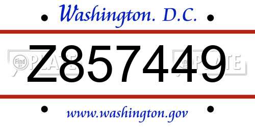 Z857449 District Of Columbia License Plate