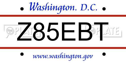 Z85EBT District Of Columbia License Plate