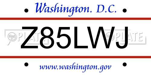 Z85LWJ District Of Columbia License Plate