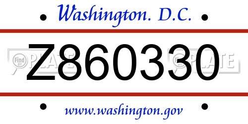 Z860330 District Of Columbia License Plate