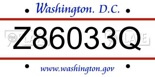 Z86033Q District Of Columbia License Plate