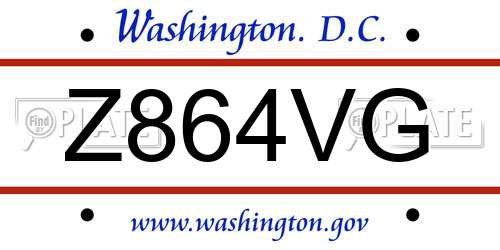 Z864VG District Of Columbia License Plate