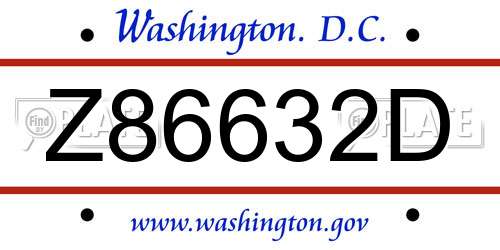 Z86632D District Of Columbia License Plate