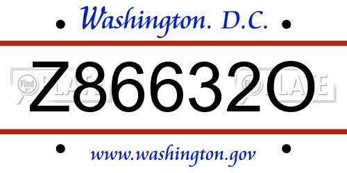 Z86632O District Of Columbia License Plate