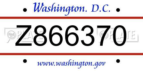 Z866370 District Of Columbia License Plate