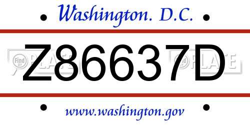 Z86637D District Of Columbia License Plate