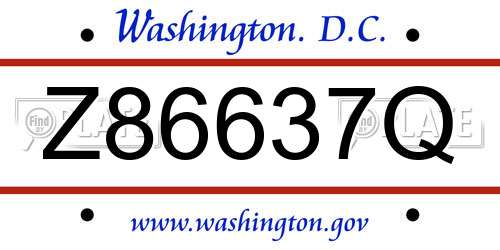 Z86637Q District Of Columbia License Plate