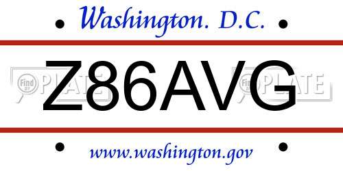 Z86AVG District Of Columbia License Plate