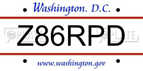 Z86RPD District Of Columbia License Plate