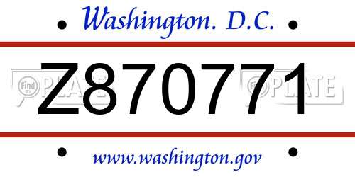 Z870771 District Of Columbia License Plate