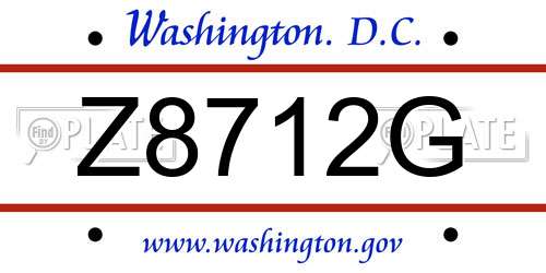 Z8712G District Of Columbia License Plate