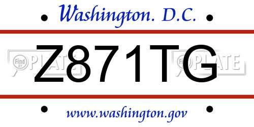 Z871TG District Of Columbia License Plate