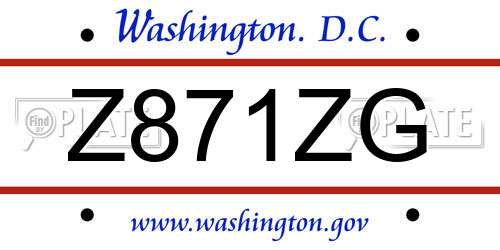 Z871ZG District Of Columbia License Plate