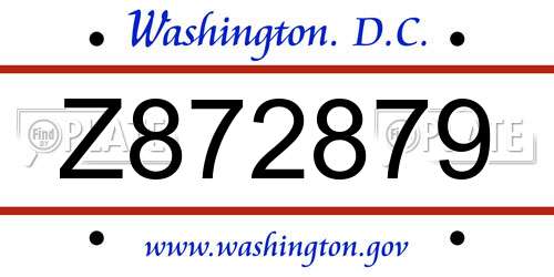 Z872879 District Of Columbia License Plate