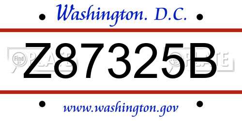 Z87325B District Of Columbia License Plate