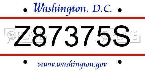 Z87375S District Of Columbia License Plate
