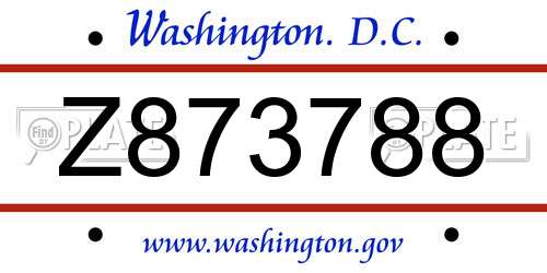 Z873788 District Of Columbia License Plate