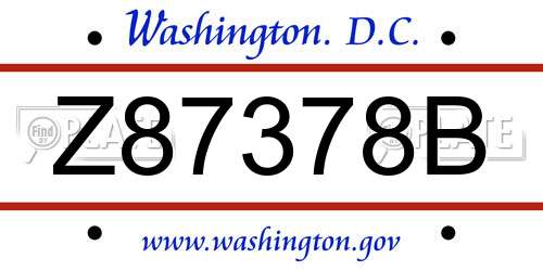 Z87378B District Of Columbia License Plate