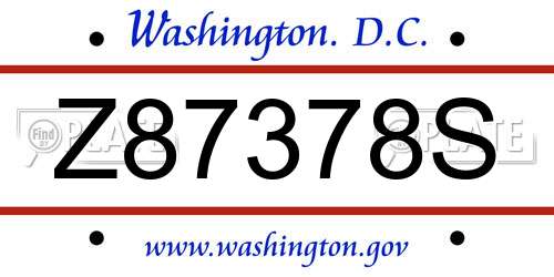 Z87378S District Of Columbia License Plate