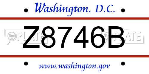 Z8746B District Of Columbia License Plate