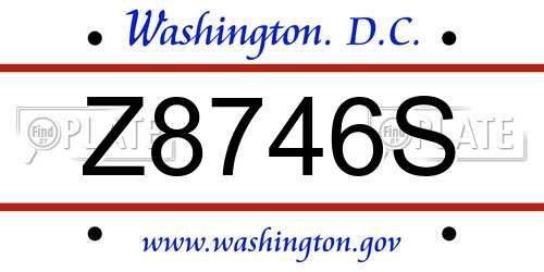 Z8746S District Of Columbia License Plate