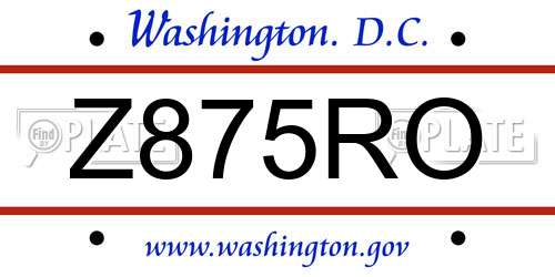 Z875RO District Of Columbia License Plate