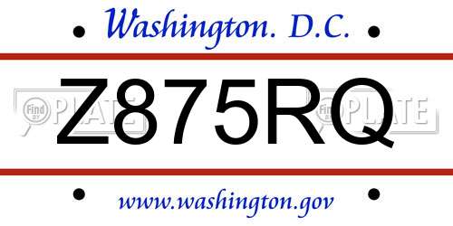 Z875RQ District Of Columbia License Plate