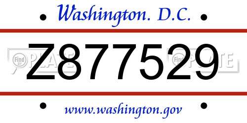 Z877529 District Of Columbia License Plate