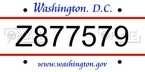 Z877579 District Of Columbia License Plate