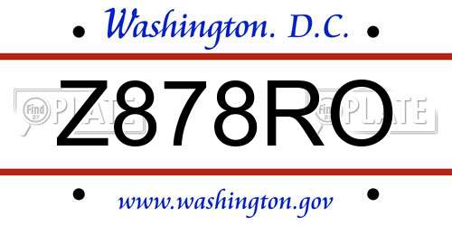 Z878RO District Of Columbia License Plate