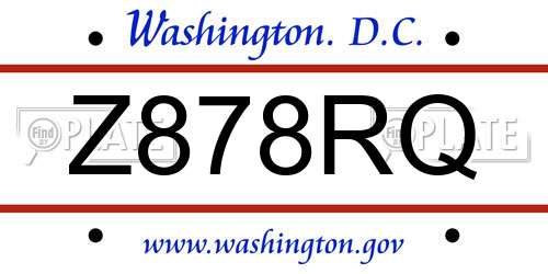 Z878RQ District Of Columbia License Plate