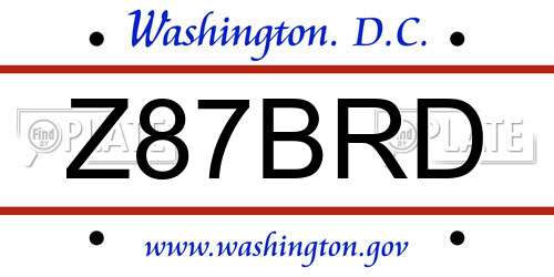 Z87BRD District Of Columbia License Plate