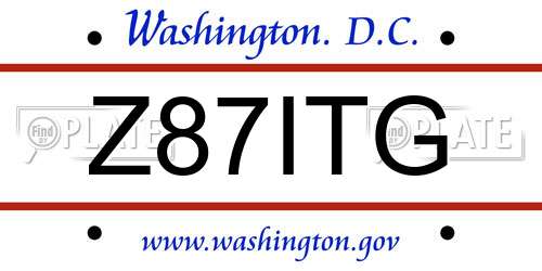 Z87ITG District Of Columbia License Plate