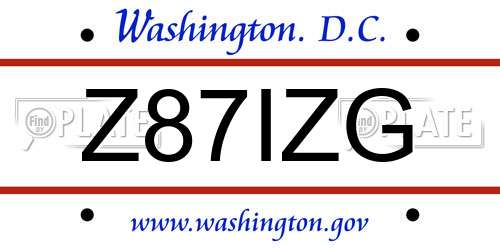 Z87IZG District Of Columbia License Plate