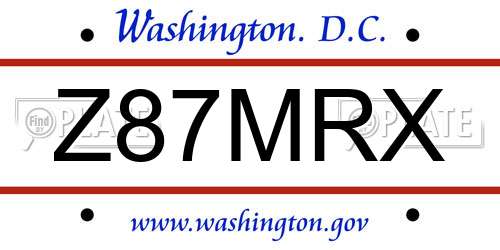 Z87MRX District Of Columbia License Plate