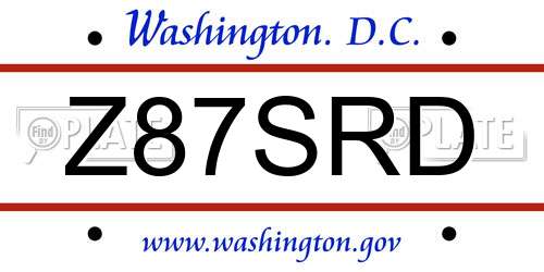 Z87SRD District Of Columbia License Plate