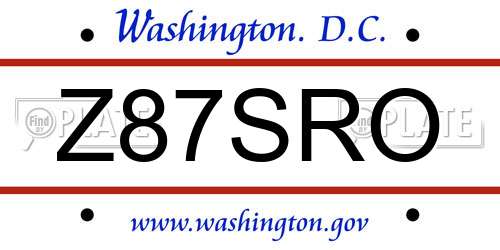 Z87SRO District Of Columbia License Plate