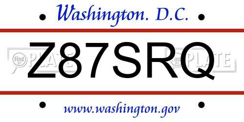 Z87SRQ District Of Columbia License Plate